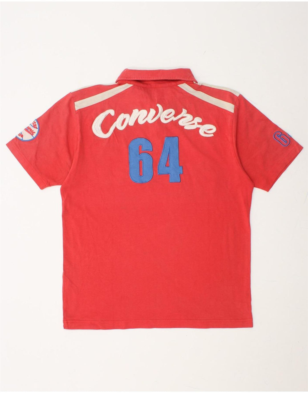 CONVERSE Boys Graphic Polo Shirt 15-16 Years Large Red Cotton