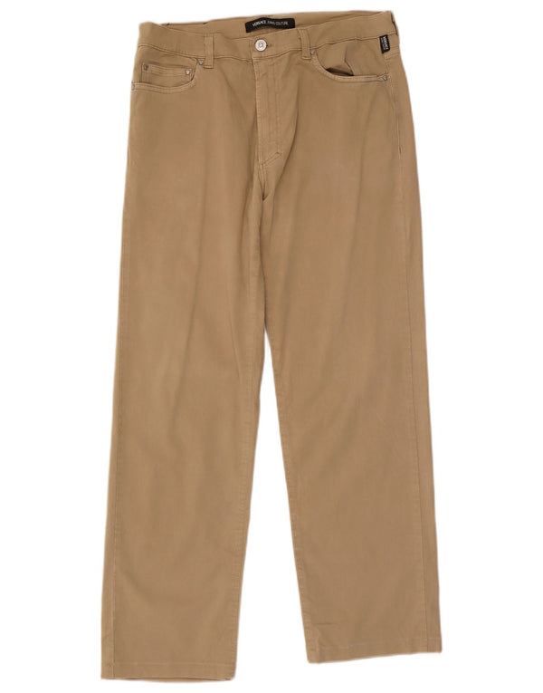 Pantaloni casual dritti da uomo Versace W32 L29 in cotone beige