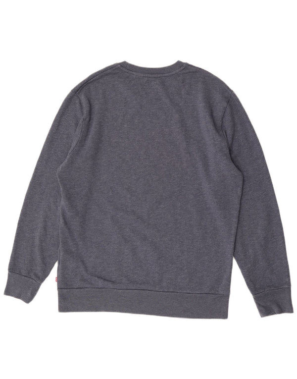 Felpa grafica da uomo Levi's, maglione XL, cotone screziato blu navy