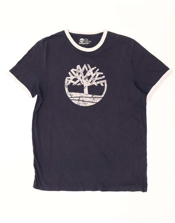 T-shirt grafica da uomo con vestibilità regolare Timberland, grande, in cotone blu navy