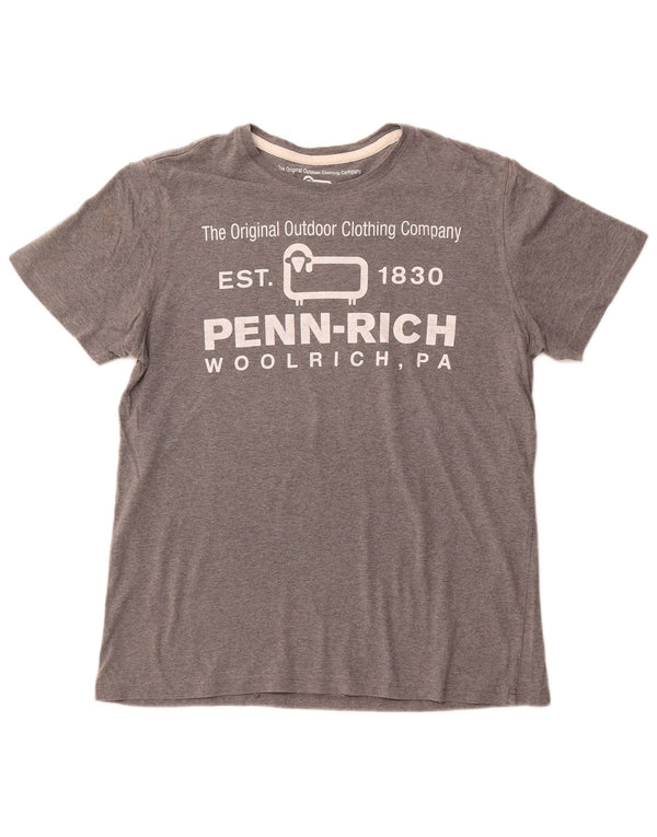 WOOLRICH T-shirt grafica Penn-Rich da donna UK 14 Large Grey Flecked