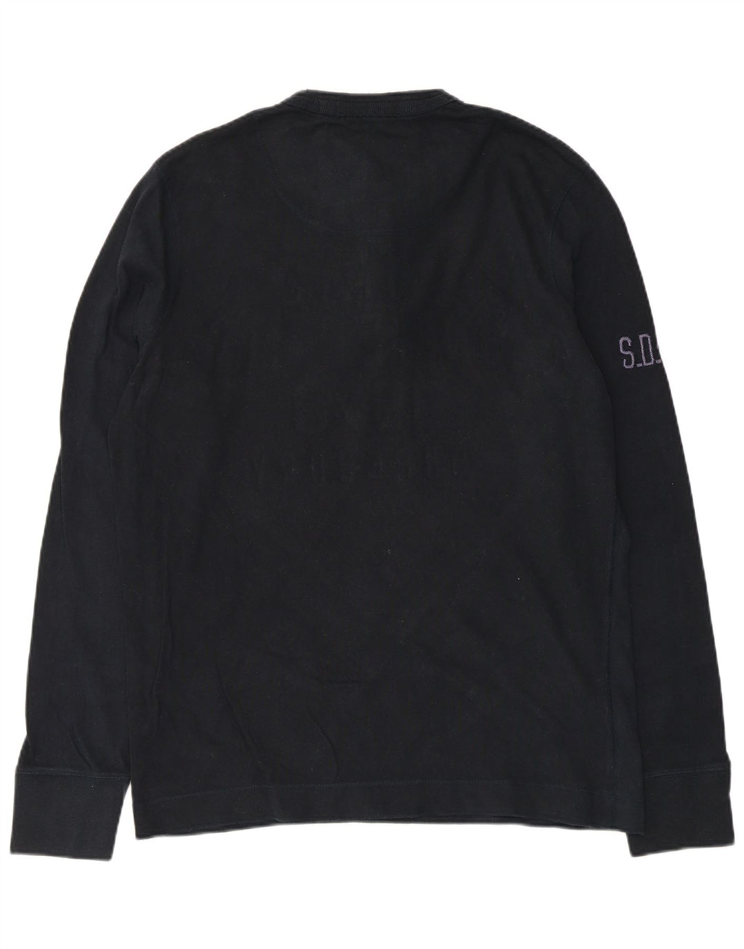 Top grafico da uomo Superdry a maniche lunghe XL in cotone blu navy