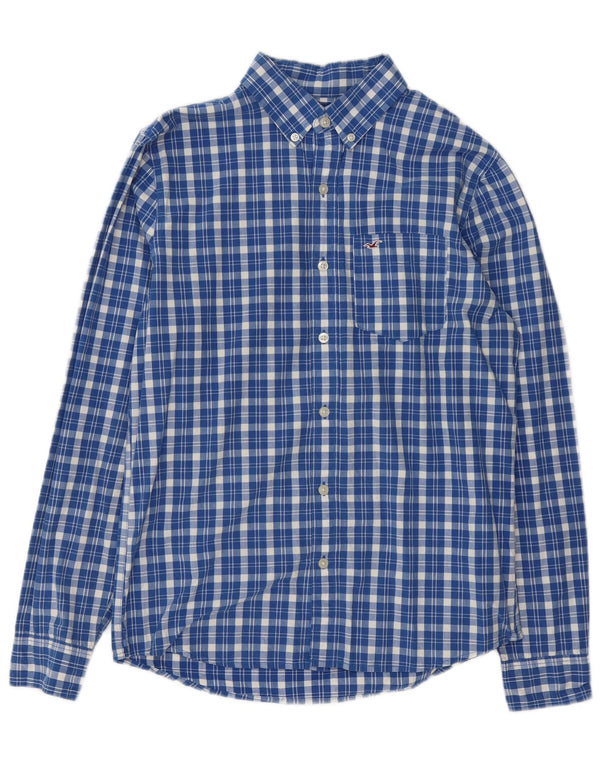 Camicia a quadri Hollister da uomo in cotone a quadri blu medio