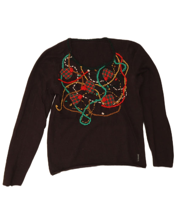 Armani Jeans Maglione da Donna con Scollo a Barca con Motivo Astratto, Maglione UK 10 Small B