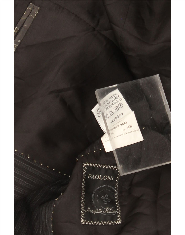 Giacca Blazer 3 Bottoni Uomo Paoloni IT 48 Gessato Medio Nero