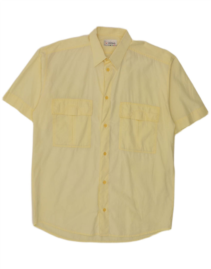 Camicia da uomo a maniche corte Stefanel in cotone giallo medio