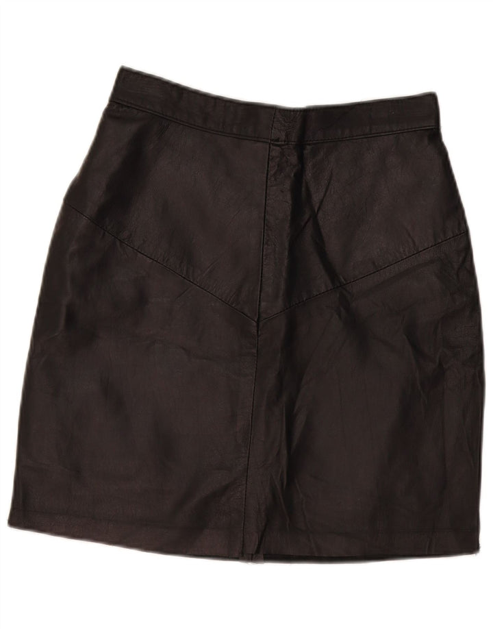 Gonna in pelle vintage da donna W28 media nera