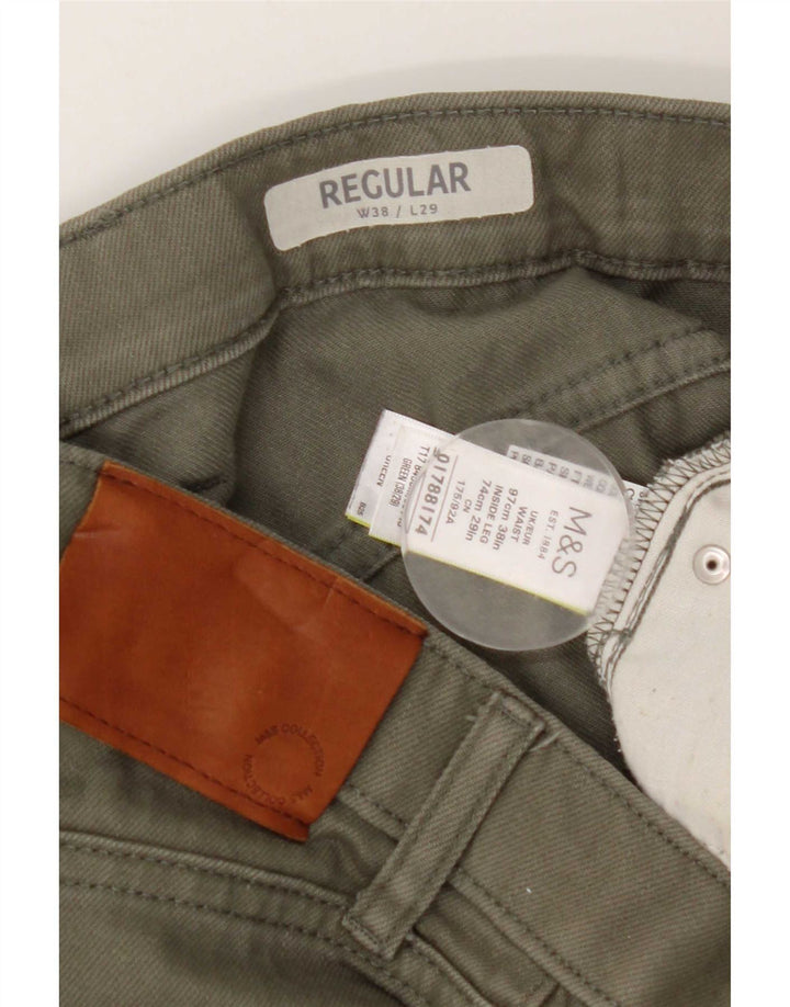 Jeans dritti regolari da donna Marks & Spencer W38 L29 cotone verde