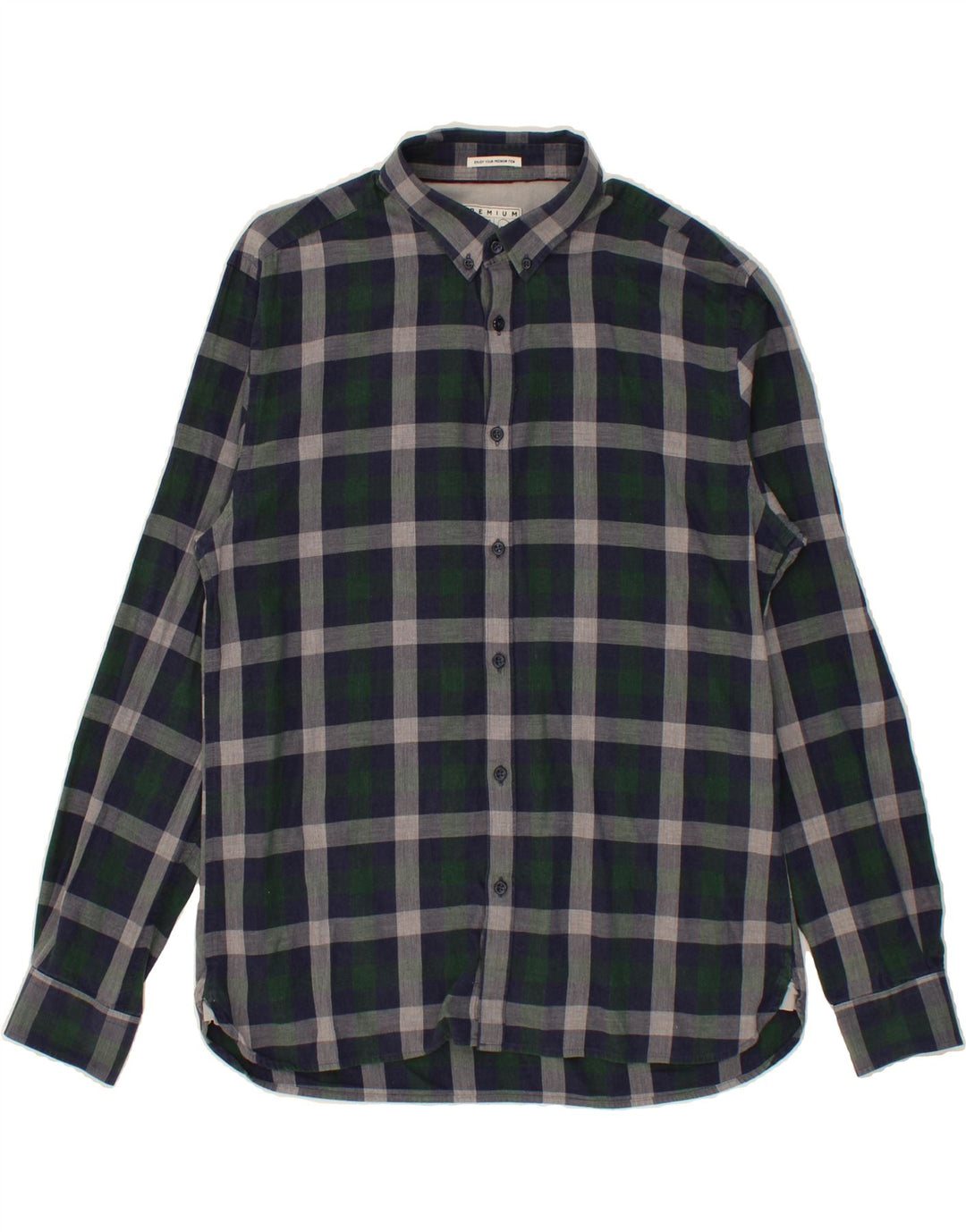 JACK & JONES Mens Tailored Shirt XL Navy Blue Check Vintage Jack & Jones and Second-Hand Jack & Jones from Messina Hembry 