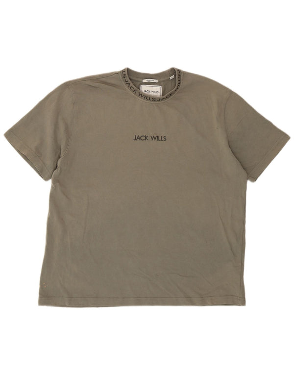 T-shirt da uomo dalla vestibilità rilassata Jack Wills Top in cotone kaki medio