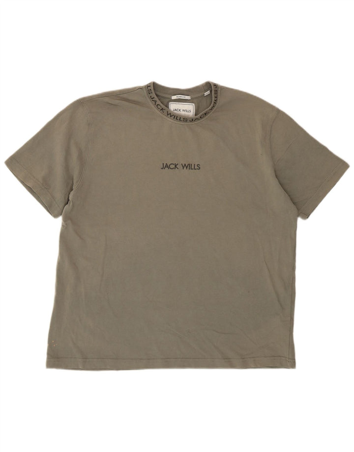 T-shirt da uomo dalla vestibilità rilassata Jack Wills Top in cotone kaki medio