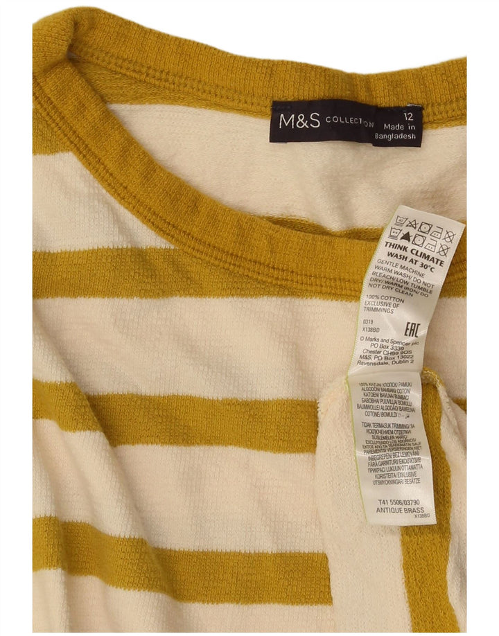 Marks & Spencer Top da donna a maniche lunghe UK 12 Cotone a righe gialle medie