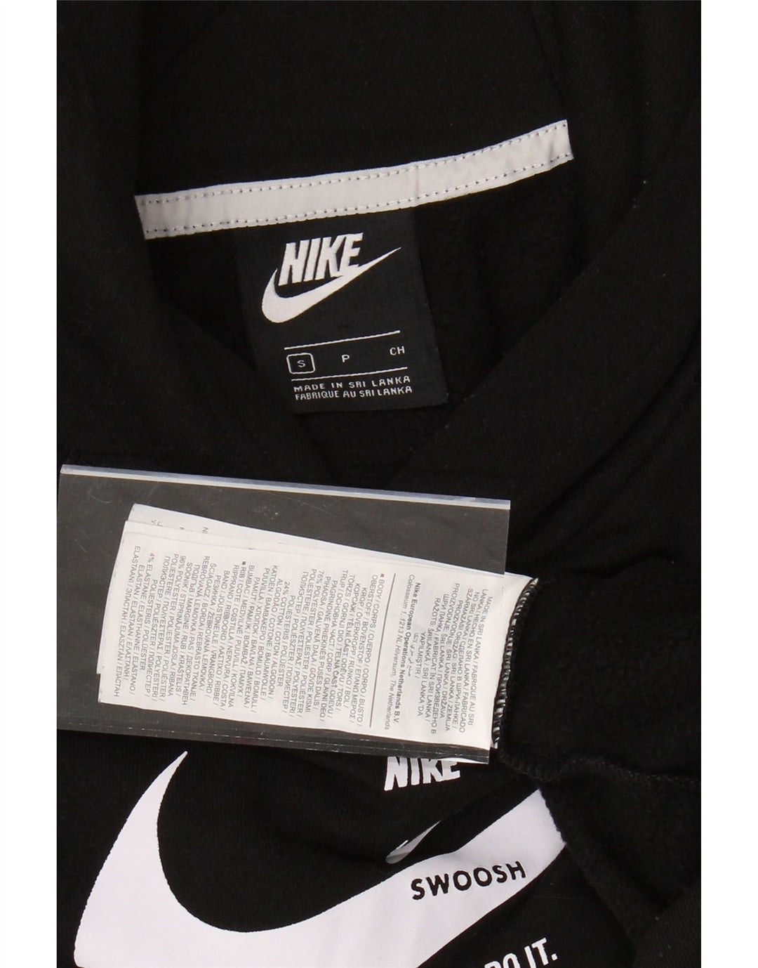 Felpa con cappuccio grafica oversize NIKE da donna Swoosh UK 10 piccola nera