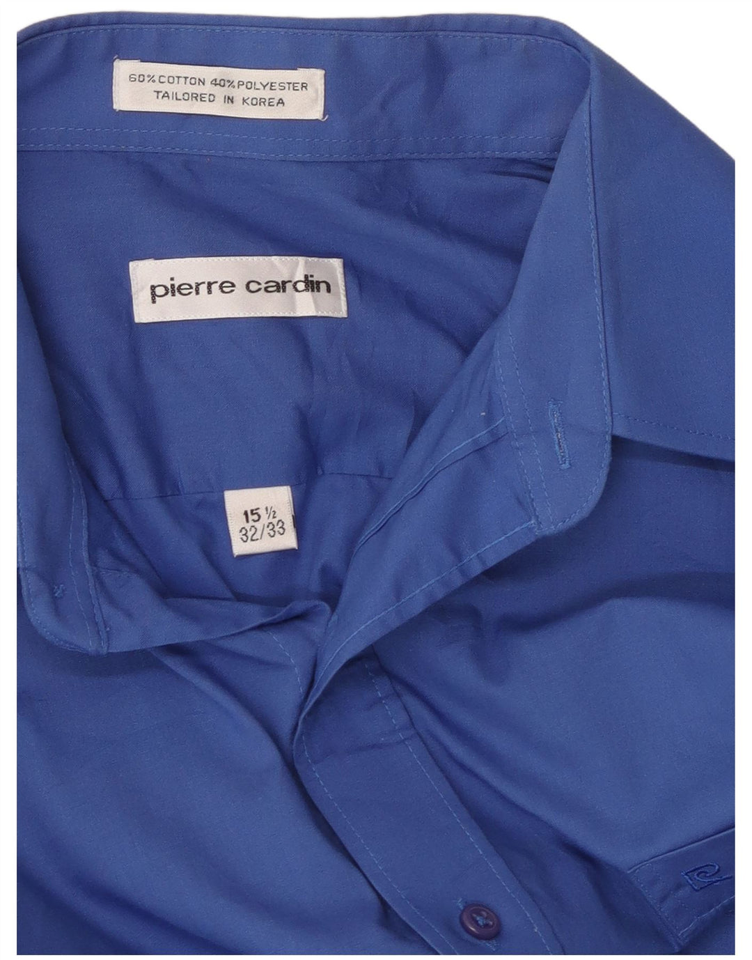 PIERRE CARDIN Camicia da uomo Taglia 15 1/2 Cotone blu medio