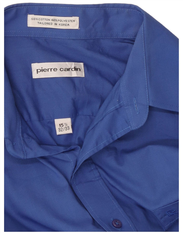 PIERRE CARDIN Camicia da uomo Taglia 15 1/2 Cotone blu medio