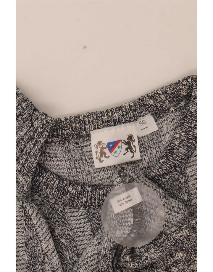 Maglione girocollo da uomo vintage IT 50 Acrilico geometrico grigio medio