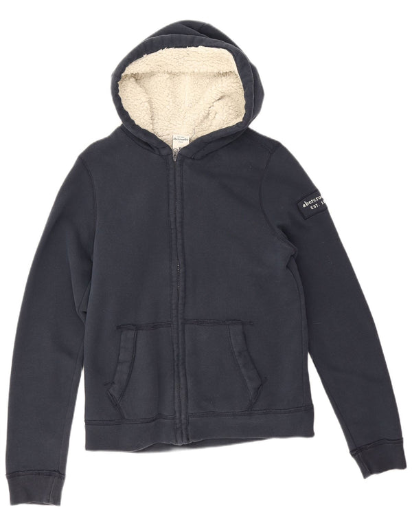 Maglione con cappuccio e zip per ragazzi Abercrombie & Fitch 13-14 anni XL in cotone blu navy