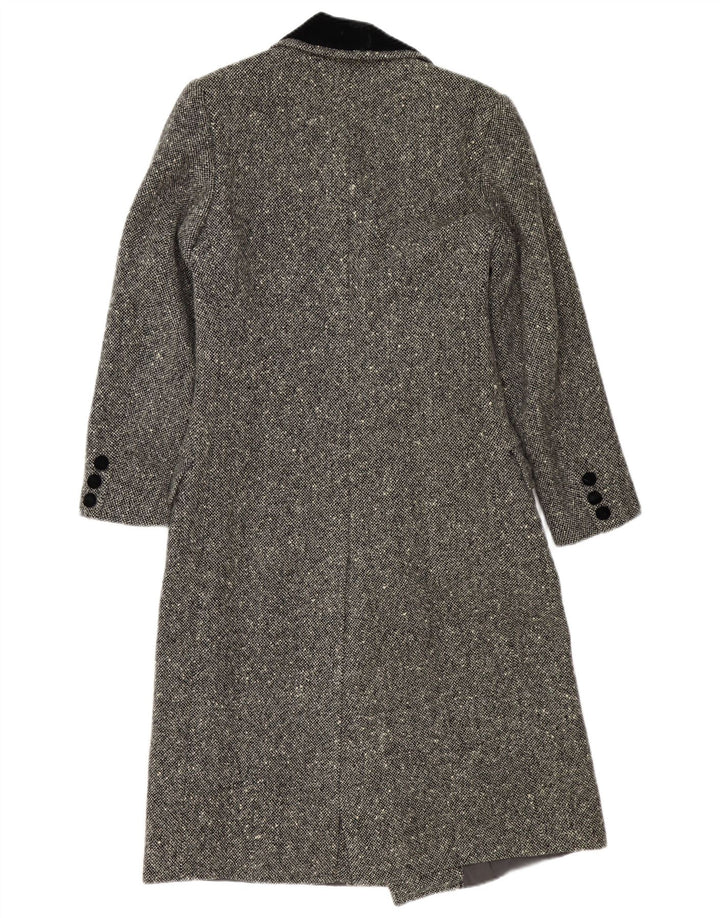 Cappotto doppiopetto vintage da donna UK 16 grande grigio screziato