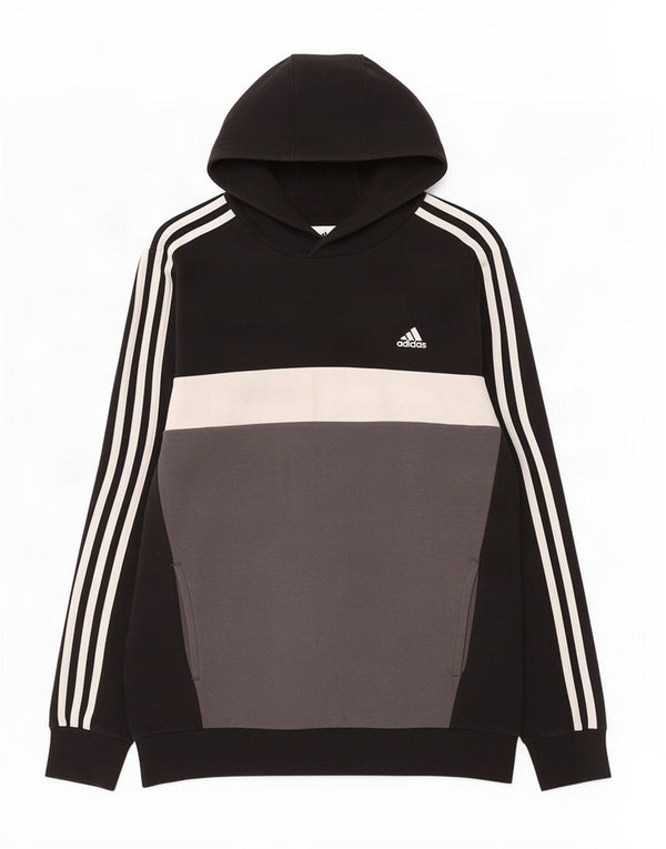Felpa con cappuccio da ragazzo Adidas 13-14 anni in cotone color block nero