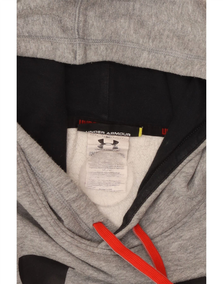 Felpa con cappuccio grafica da uomo UNDER ARMOUR grande cotone chiazzato grigio