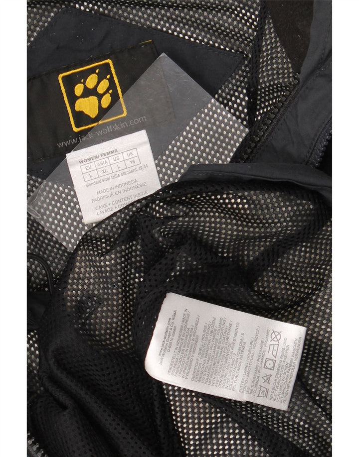 Giacca a vento con cappuccio da donna Jack Wolfskin UK 16 Large Grey Colourblock