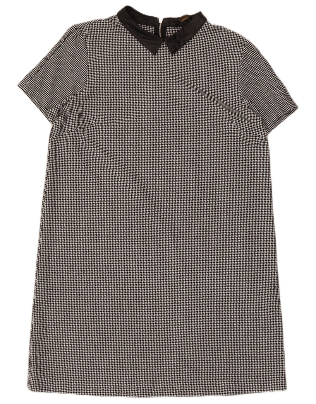 Abito a trapezio da donna Zara UK 14 Grande poliestere pied de poule nero