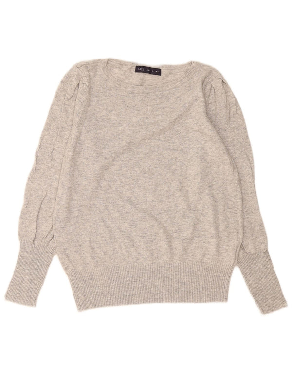 Maglione maglione con scollo a barca da donna Marks & Spencer UK 14 Grigio medio chiazzato