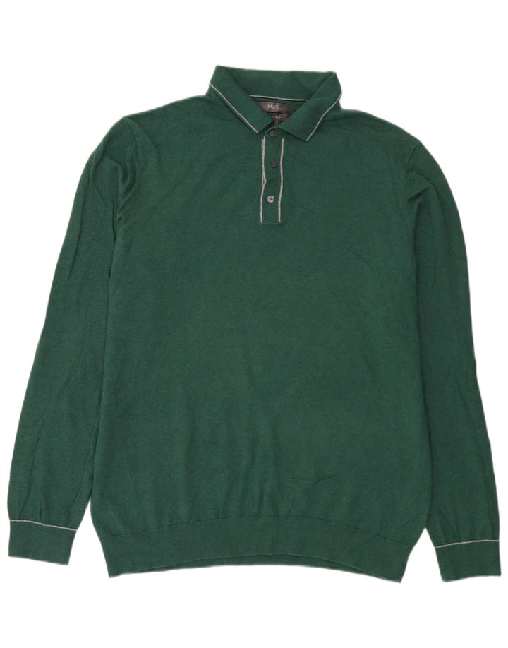 Maglione da uomo Marks & Spencer con collo alto, grande cotone verde