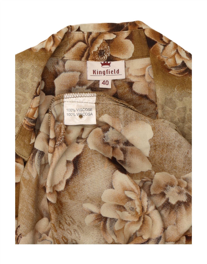 KINGFIELD Womens Short Sleeve Shirt EU 40 Medium Beige Floral Viscose Vintage Kingfield and Second-Hand Kingfield from Messina Hembry 
