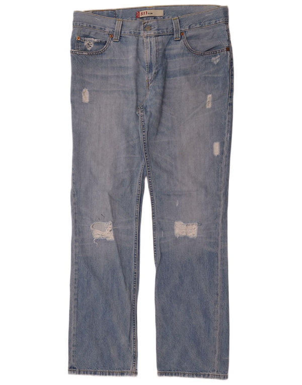 Jeans Levi's Uomo 511 Slim Distressed W38 L34 Cotone Blu