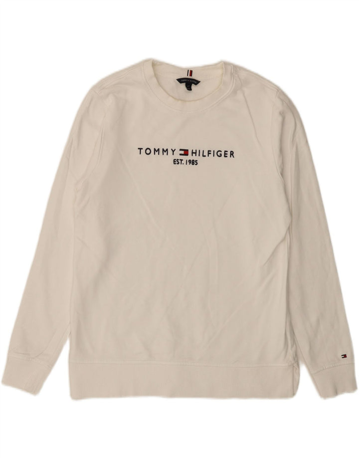 Tommy Hilfiger Felpa grafica da uomo Maglione piccolo cotone bianco
