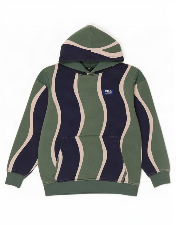 Felpa con cappuccio per ragazze Fila 11-12 anni in cotone a righe verdi