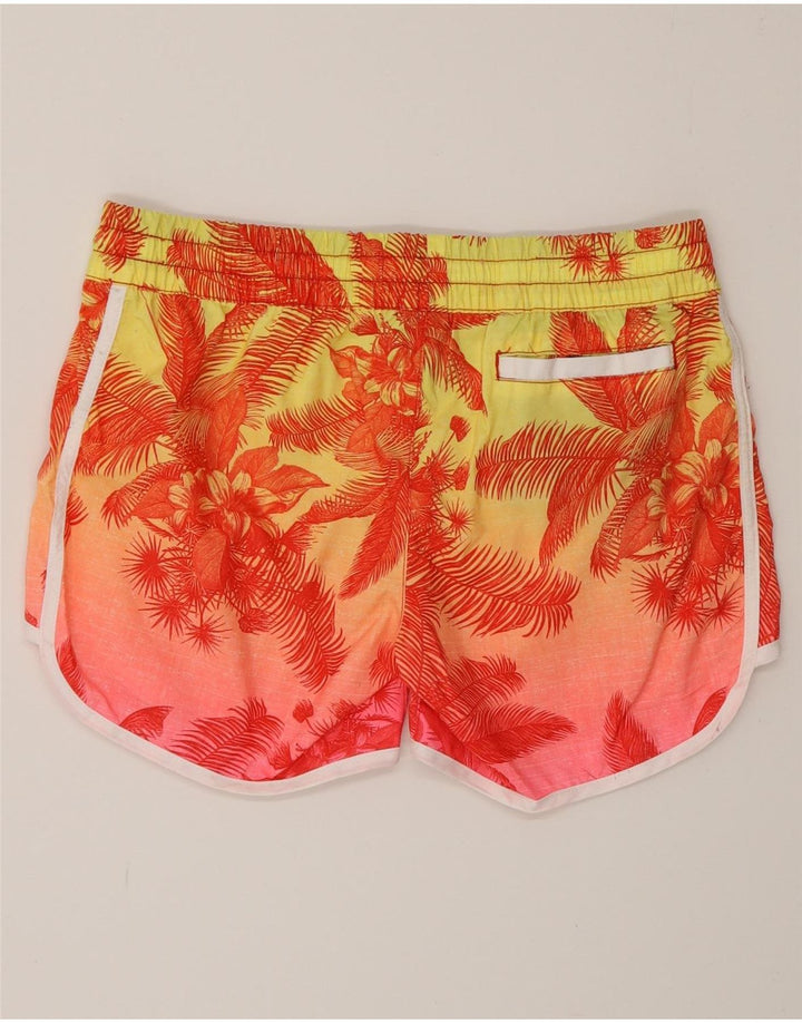 Pantaloncini sportivi da donna Hurley UK 10 piccoli in poliestere floreale arancione