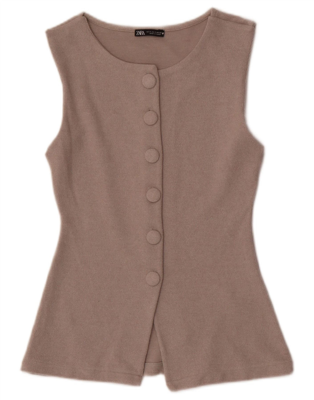 Top cardigan senza maniche da donna Zara UK 8 piccolo poliestere beige