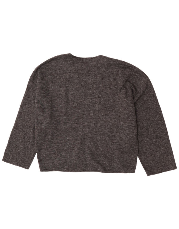 Maglione Zara da donna con scollo a V e maniche a 3/4 UK 16 grande grigio screziato