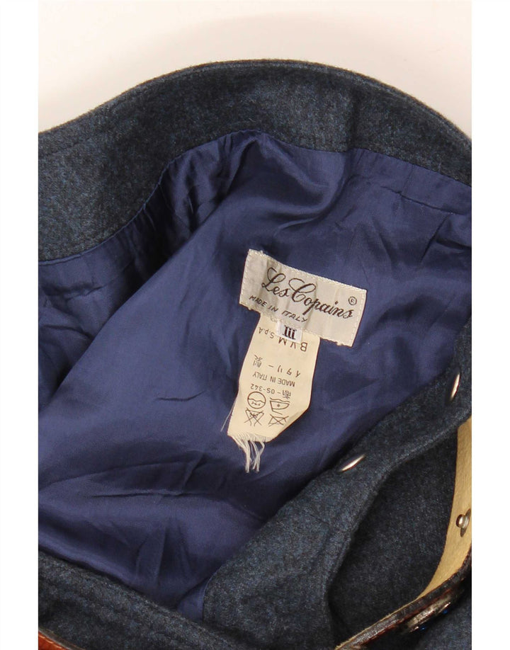 Les Copains Womens Wrap Midi Skirt Medium W30 Navy Blue Wool