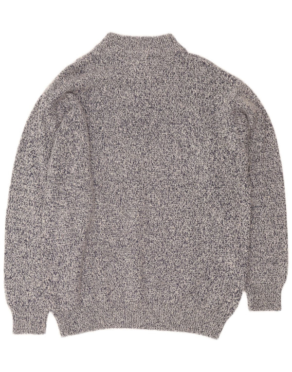 Maglione da uomo con zip e collo Invicta XL in cotone screziato blu navy