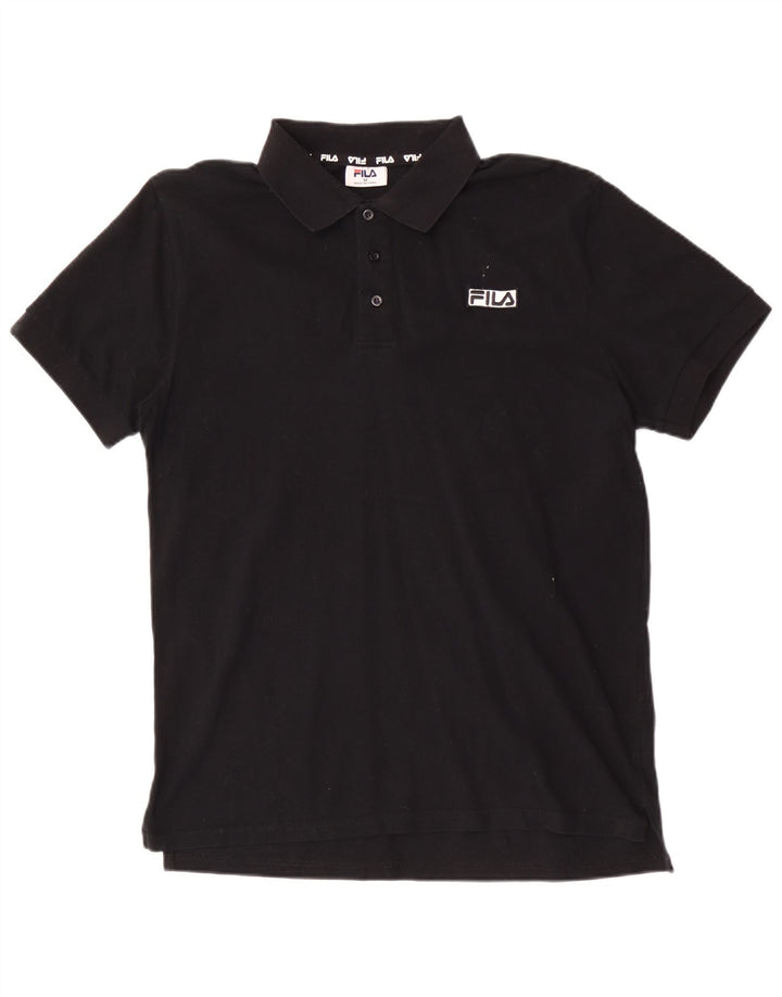 Polo da uomo Fila in cotone nero medio