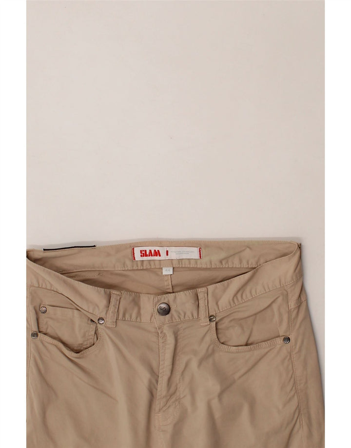 SLAM Womens Straight Casual Trousers IT 44 Medium W32 L30 Beige Vintage Slam and Second-Hand Slam from Messina Hembry 