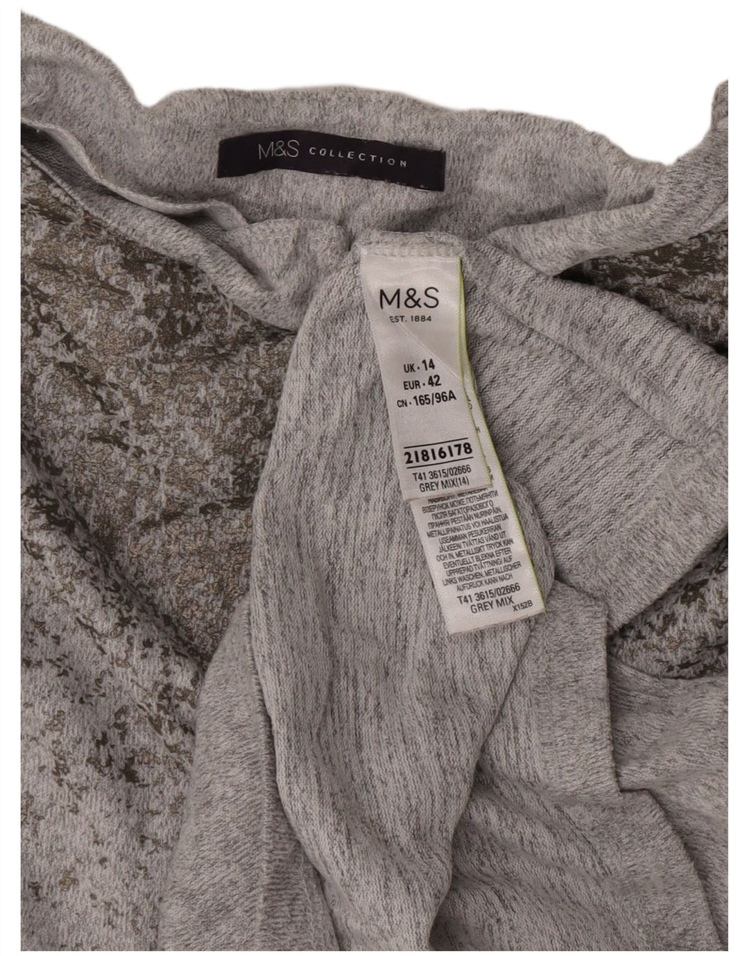 Top camicetta da donna Marks & Spencer UK 14 Poliestere screziato grigio medio
