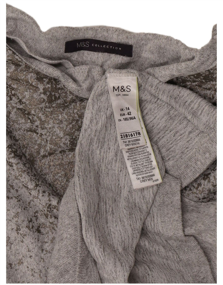 Top camicetta da donna Marks & Spencer UK 14 Poliestere screziato grigio medio