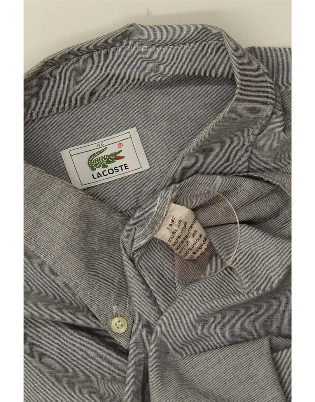 Camicia da uomo Lacoste taglia 45 XL in cotone grigio