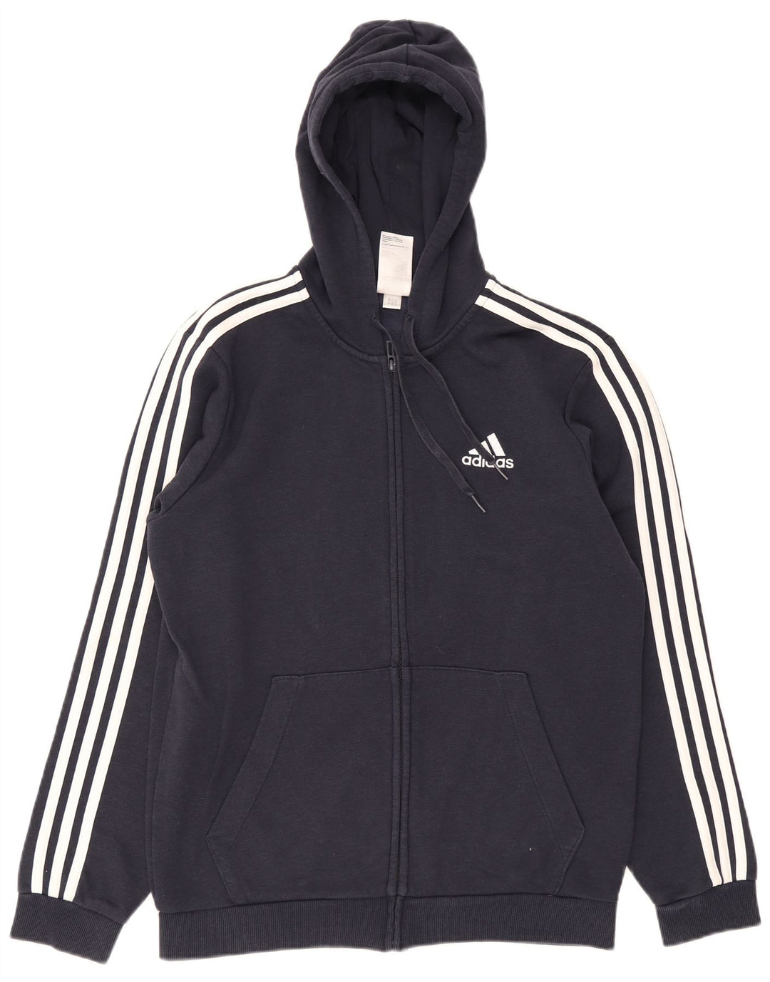 Maglione con cappuccio e zip da uomo Adidas in cotone blu navy medio