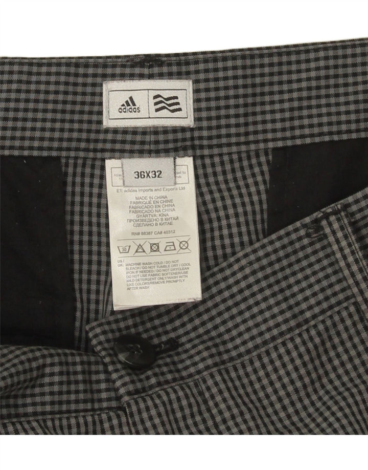 ADIDAS Mens Straight Chino Trousers W36 L32 Grey Gingham Polyester Vintage Adidas and Second-Hand Adidas from Messina Hembry 