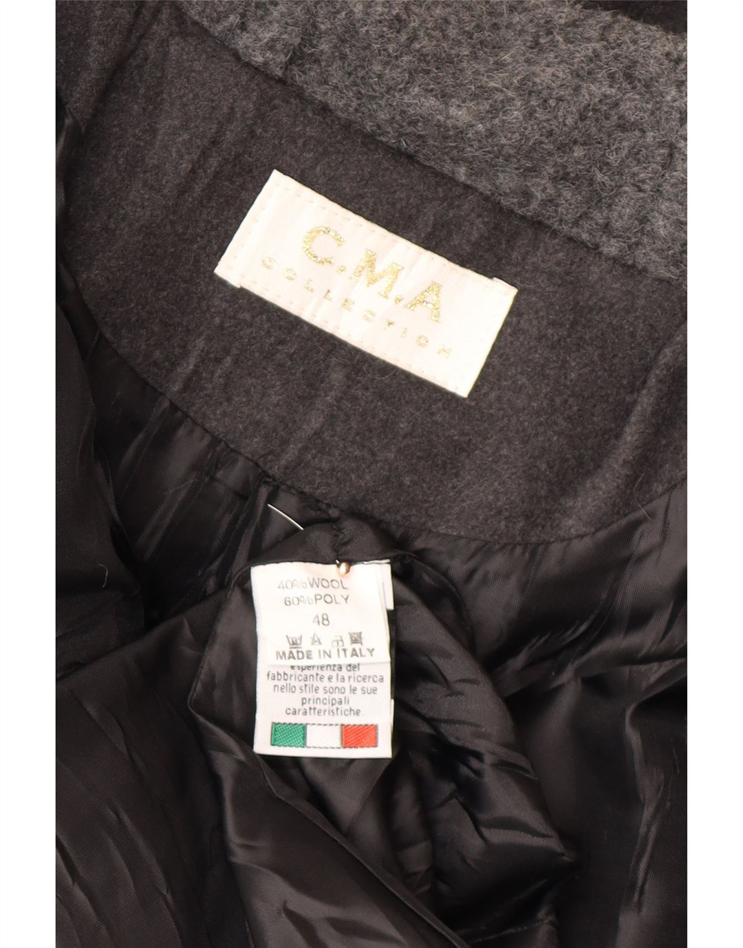 Montgomery con cappuccio da donna VINTAGE IT 48 XL Lana grigia