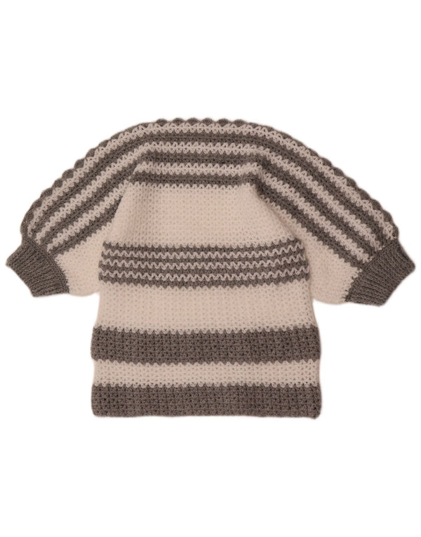 Maglione maglione vintage da donna con scollo a barca UK 10 piccolo blocco di colore grigio