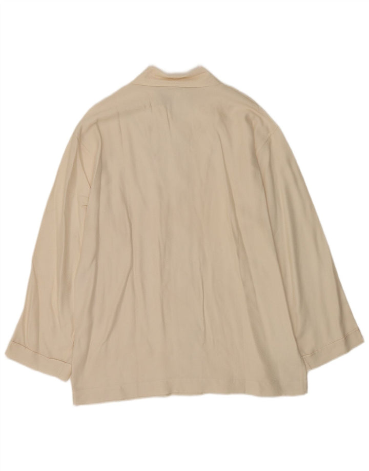 Camicetta camicia vintage da donna IT 46 grande seta bianco sporco