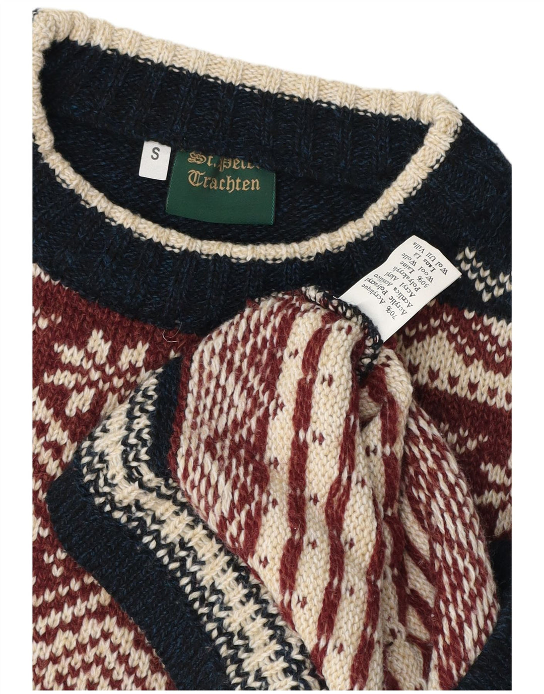 Maglione girocollo da uomo VINTAGE piccolo Fair Isle multicolore