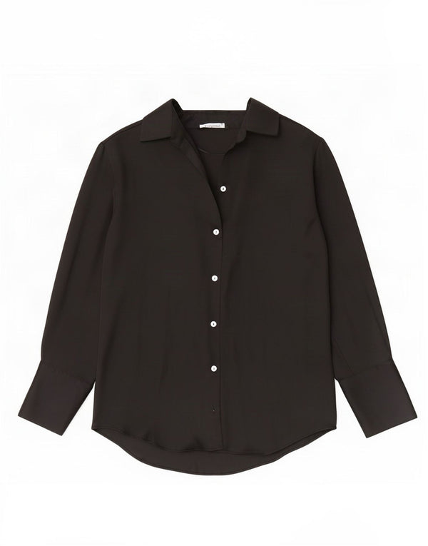 Camicia Zara da donna vestibilità ampia UK 6 XS poliestere nero