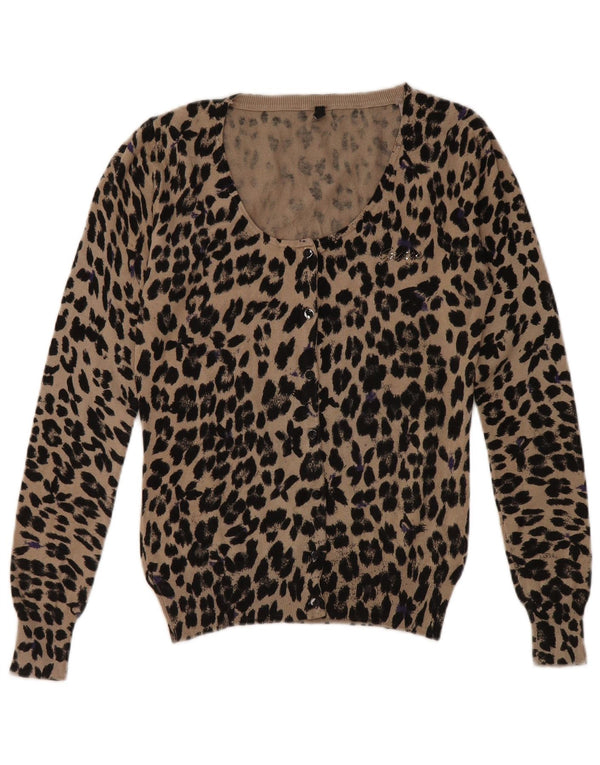 Maglione cardigan corto da donna Guess UK 10 piccola stampa animalier beige